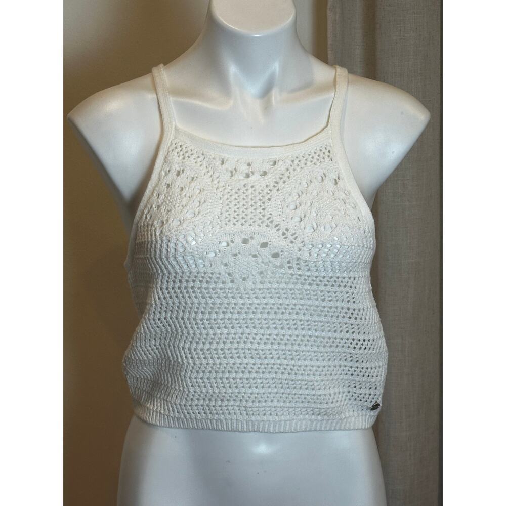 Roxy Knit White Top sz M Open Knit Tank